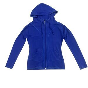 Alo Yoga Full Zip Hoodie Women’s S Blue Stretch Mid Weight Bamboo Blend